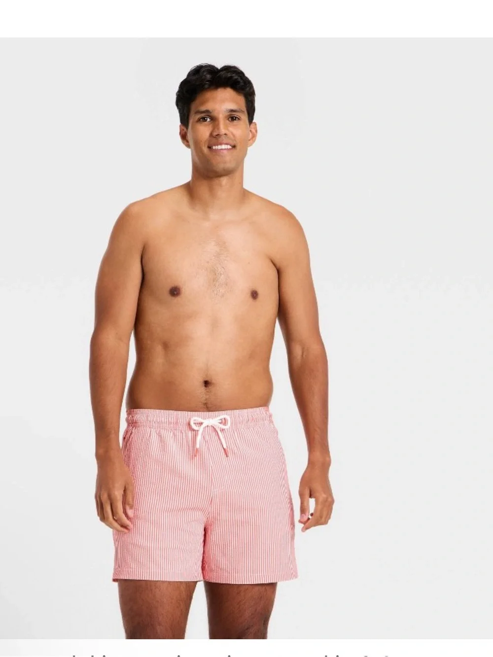 Goodfellow & Co Coral Seersucker Stripe Swim Trunks Boxer Brief liner